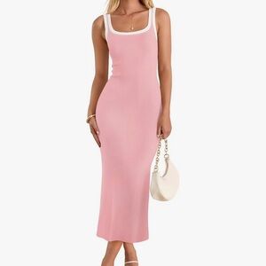 Pink Sleeveless Knit Midi/maxi Dress
